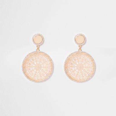 River Island Womens Gold Tone Filigree Disc Drop Earrings