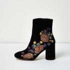 River Island Womens Embroidered Floral Ankle Boots