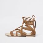 River Island Womens Suede Caged Tie Up Sandals
