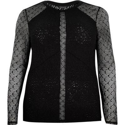 River Island Womens Ri Plus Knit Mesh Top