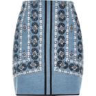 River Island Womens Embroidered Denim Mini Skirt