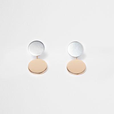 River Island Womens Silver And Rose Gold Tone Disc Earrings