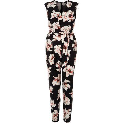 River Island Womens Floral Print Sleeveless Jumpsuit