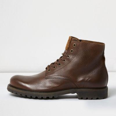 River Island Mens Textured Leather Boots