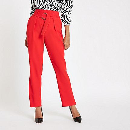 River Island Womens Petite Tie Waist Peg Pants