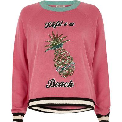 River Island Womens Knit Pineapple Sequin Jumper
