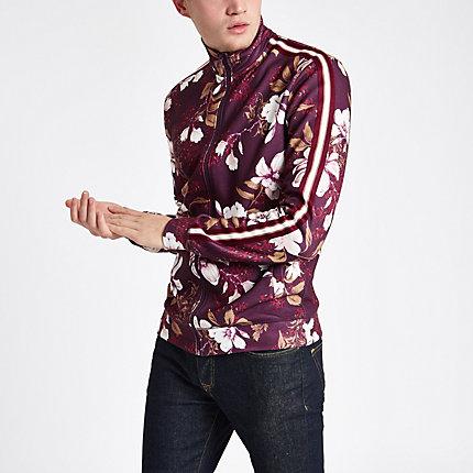River Island Mens Floral Slim Fit Track Jacket