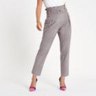 River Island Womens Petite Check Paperbag Tapered Trousers
