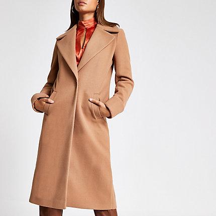 River Island Womens Longline Turn Up Sleeve Coat
