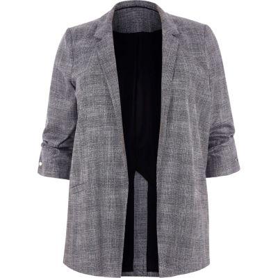 River Island Womens Plus Check Bar Cuff Longline Blazer