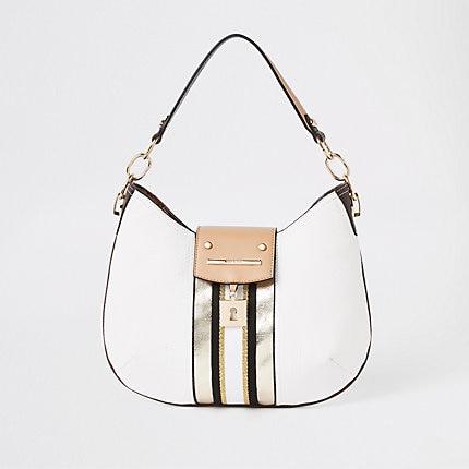 River Island Womens White Lock Front Scoop Slouch Bag