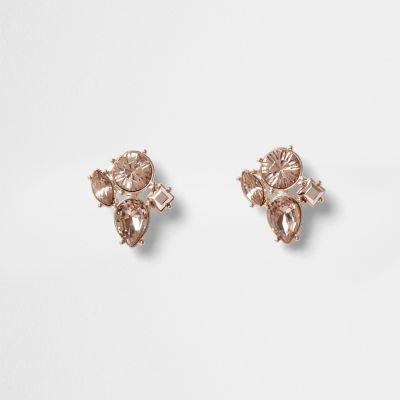 River Island Womens Rose Gold Tone Jewel Stud Earrings