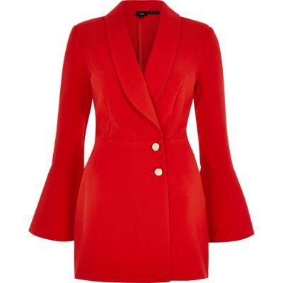 River Island Womens Petite Tux Padded Shoulder Playsuit