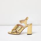 River Island Womens Gold Patent Cross Strappy Heels