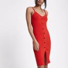 River Island Womens Petite Ribbed Button Front Dress