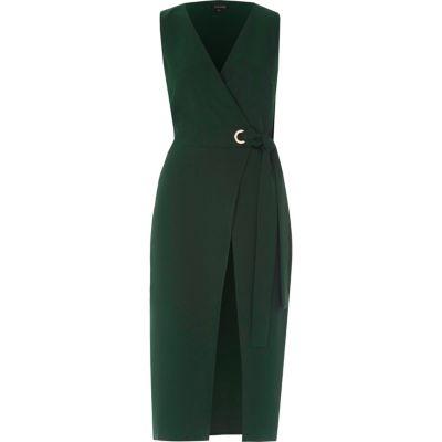 River Island Womens Tie Waist Sleeveless Wrap Midi Dress