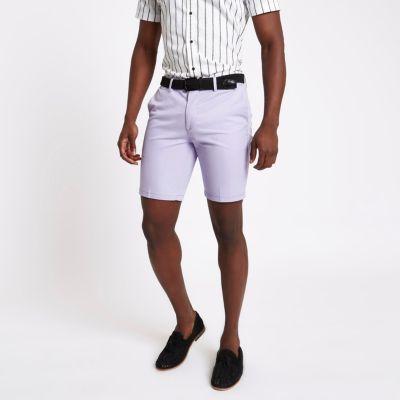 River Island Mens Slim Fit Dylan Belted Shorts