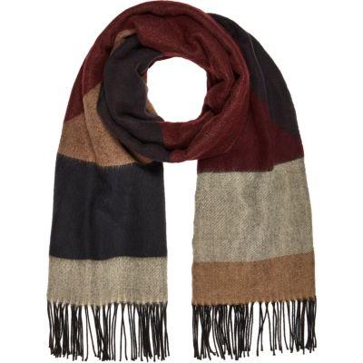 River Island Mensbrown Geometric Block Scarf