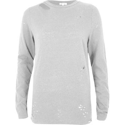 River Island Womens Washed Distressed Sweatshirt