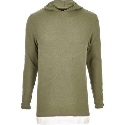 River Island Mens Layered Longline Hoodie