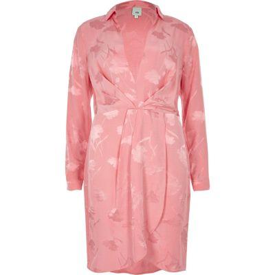 River Island Womens Plunge Long Sleeve Shirt Dress