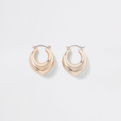 River Island Womens Gold Tone Chunky Pointed Hoop Earrings