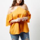 River Island Womens Plus Cold Shoulder Cross Neck Top
