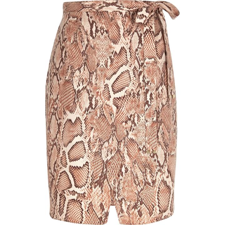 River Island Womens Snake Print Tie Side Skirt