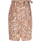 River Island Womens Snake Print Tie Side Skirt