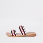 River Island Womens Stripe Gem Studded Strap Mules