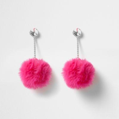 River Island Womens Pom Pom Drop Earrings