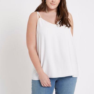 River Island Womens Plus White Split Strap Cami Top