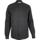 River Island Mensgrey Waffle Grandad Collarless Shirt