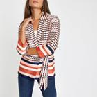 River Island Womens Geo Print Tie Waist Blazer