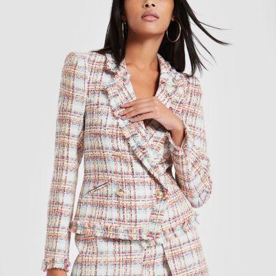 River Island Womens Check Print Boucle Jacket