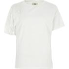 River Island Womens White Fringe Shoulder T-shirt