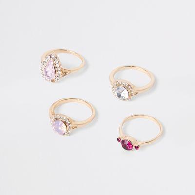 River Island Womens Gold Tone Jewel Ring Multipack