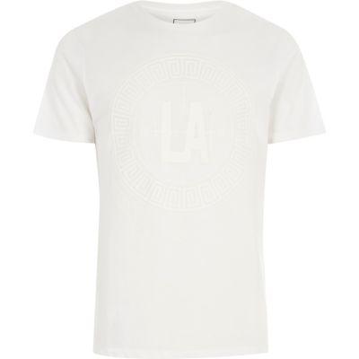 River Island Mens White 'la' Circle Print Slim Fit T-shirt