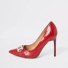 River Island Womens Wide Fit Croc Embossed Court Shoes
