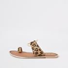 River Island Womens Ravel Leopard Print Toe Ring Sandals