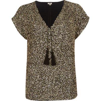 River Island Womens Sequin Tassel Top