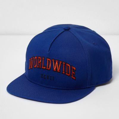 River Island Mens 'worldwide' Snapback Flat Peak Cap