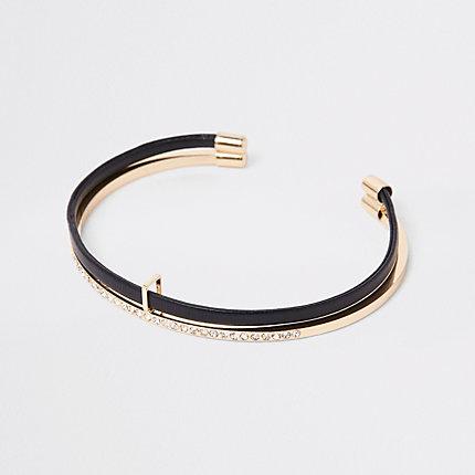 River Island Womens Gold Tone Double Layered Cuff Bracelet