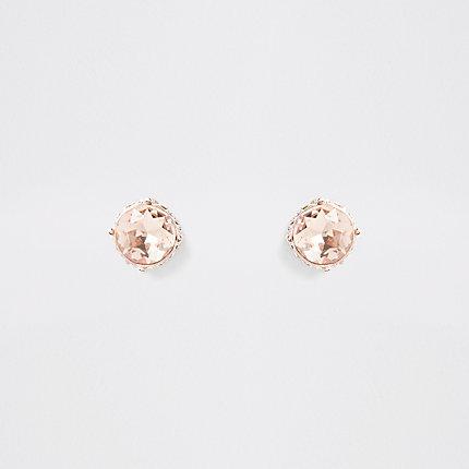 River Island Womens Rose Gold Jewel Stud Earrings