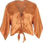 River Island Womens Satin Jacquard Cape Sleeve Tie Top