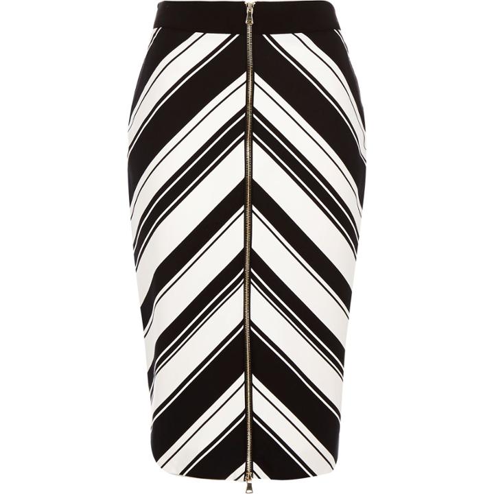 River Island Womens Stripe Chevron Print Pencil Skirt