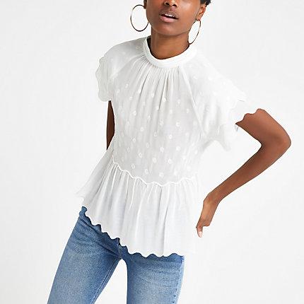 River Island Womens White Spot Smock Top