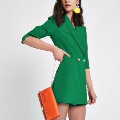 River Island Womens Padded Shoulder Tux Playsuit