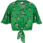 River Island Womens Floral Leopard Print Tie Front Crop Top