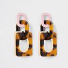 River Island Womens Tortoise Shell Rectangle Drop Earrings